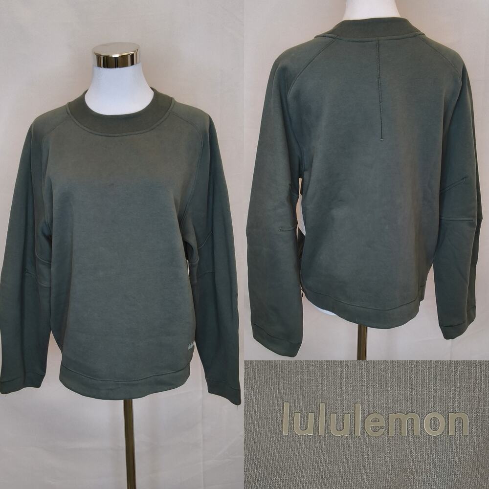 Lululemon Loungeful Relaxed Crew Women's XS Green Side Zip Stretch Fleece #W5555
